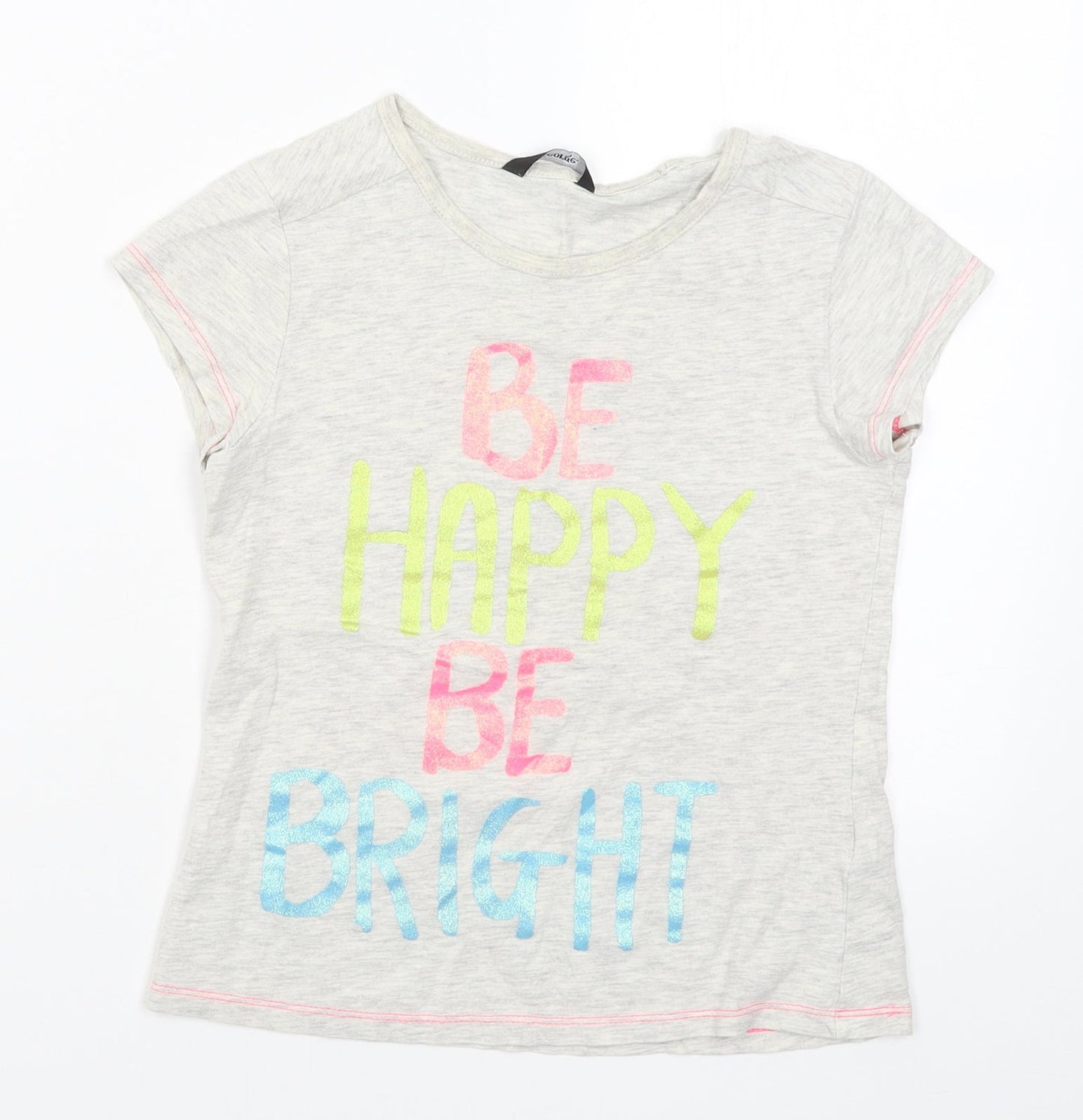 George Girls Grey   Basic T-Shirt Size 9-10 Years  - Be happy be Bright