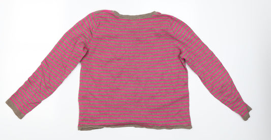 H&M Girls Pink Striped  Pullover Jumper Size M