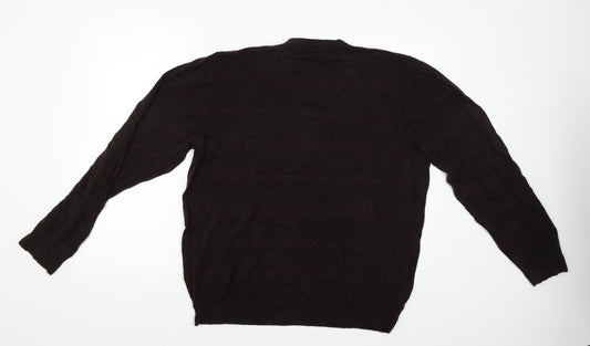 Marks and Spencer Mens Brown Striped  Pullover Jumper Size 2XL