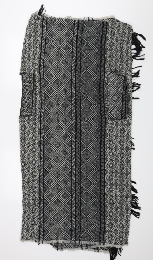 Preworn Womens Black Geometric  Wrap Jumper One Size