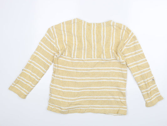 Faithful Womens Gold Striped  Pullover Jumper Size 12