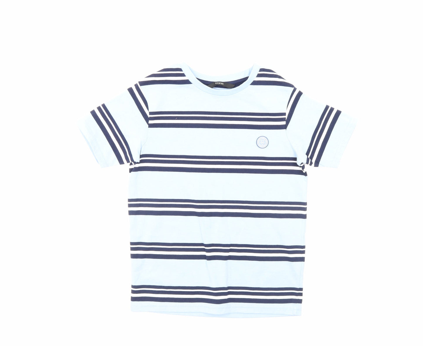 George Boys Blue Striped  Basic T-Shirt Size 6-7 Years