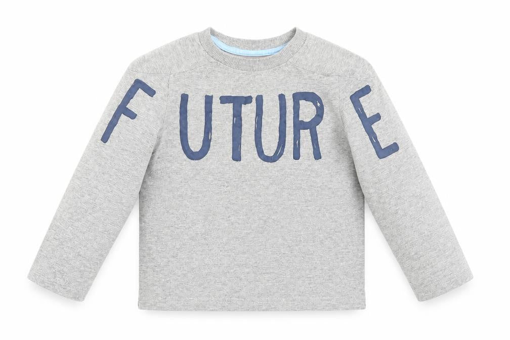 Front view of Fierce Frank boys’ grey jumper, size 12-18, months