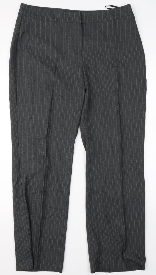 Preworn Womens Grey Striped  Dress Pants Trousers Size 14 L28 in