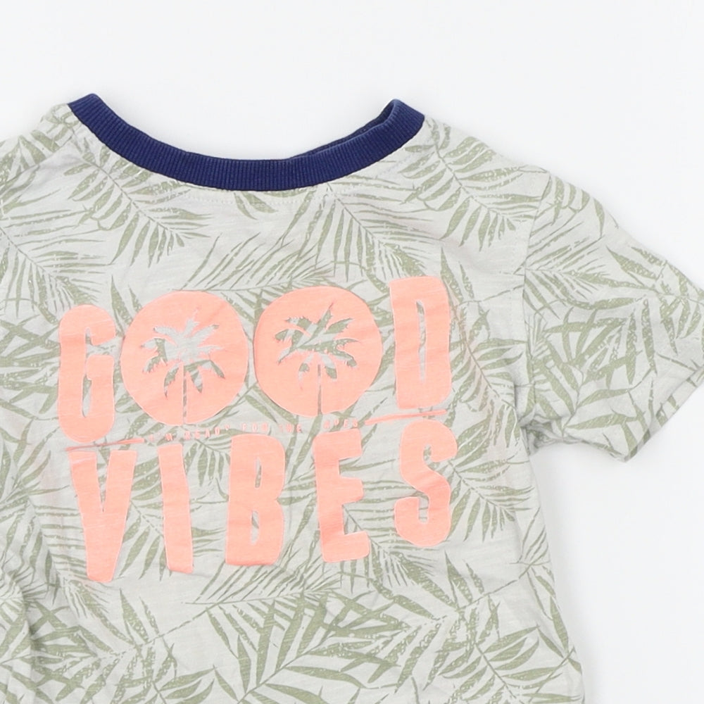 George Boys Green Floral  Basic T-Shirt Size 3-4 Years  - good vibes
