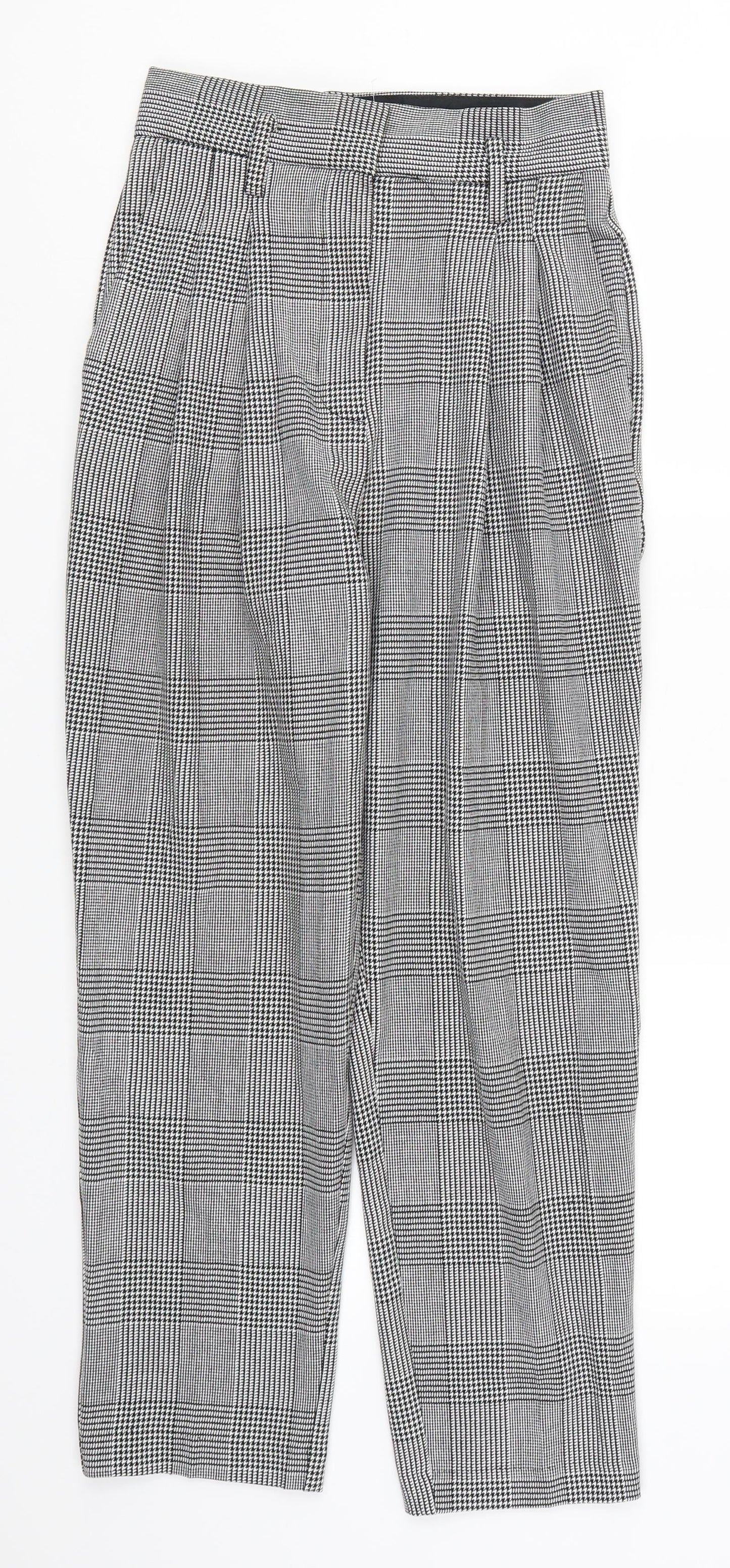 H&M Womens Grey Houndstooth  Trousers  Size 6 L26 in