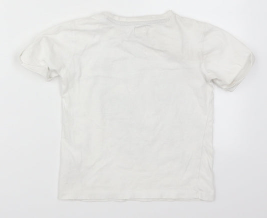 F&F Boys White   Basic T-Shirt Size 5-6 Years  - Paisley Skull