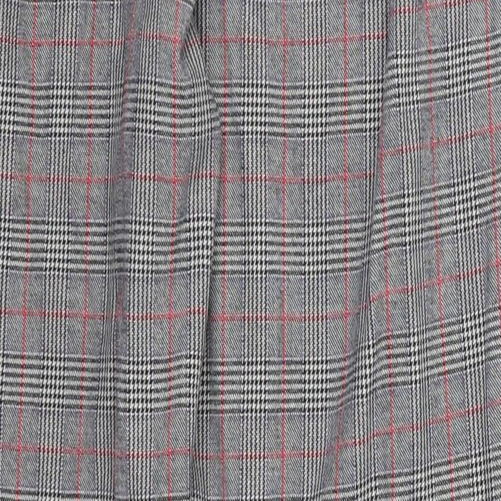 Marks and Spencer Womens Grey Check  Trousers  Size 16 L28 in - Red