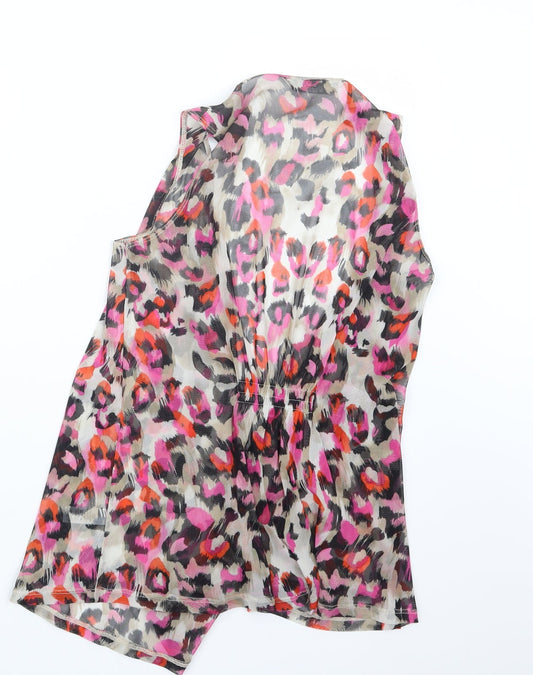 George Womens Pink Geometric Mesh Jacket  Size 12