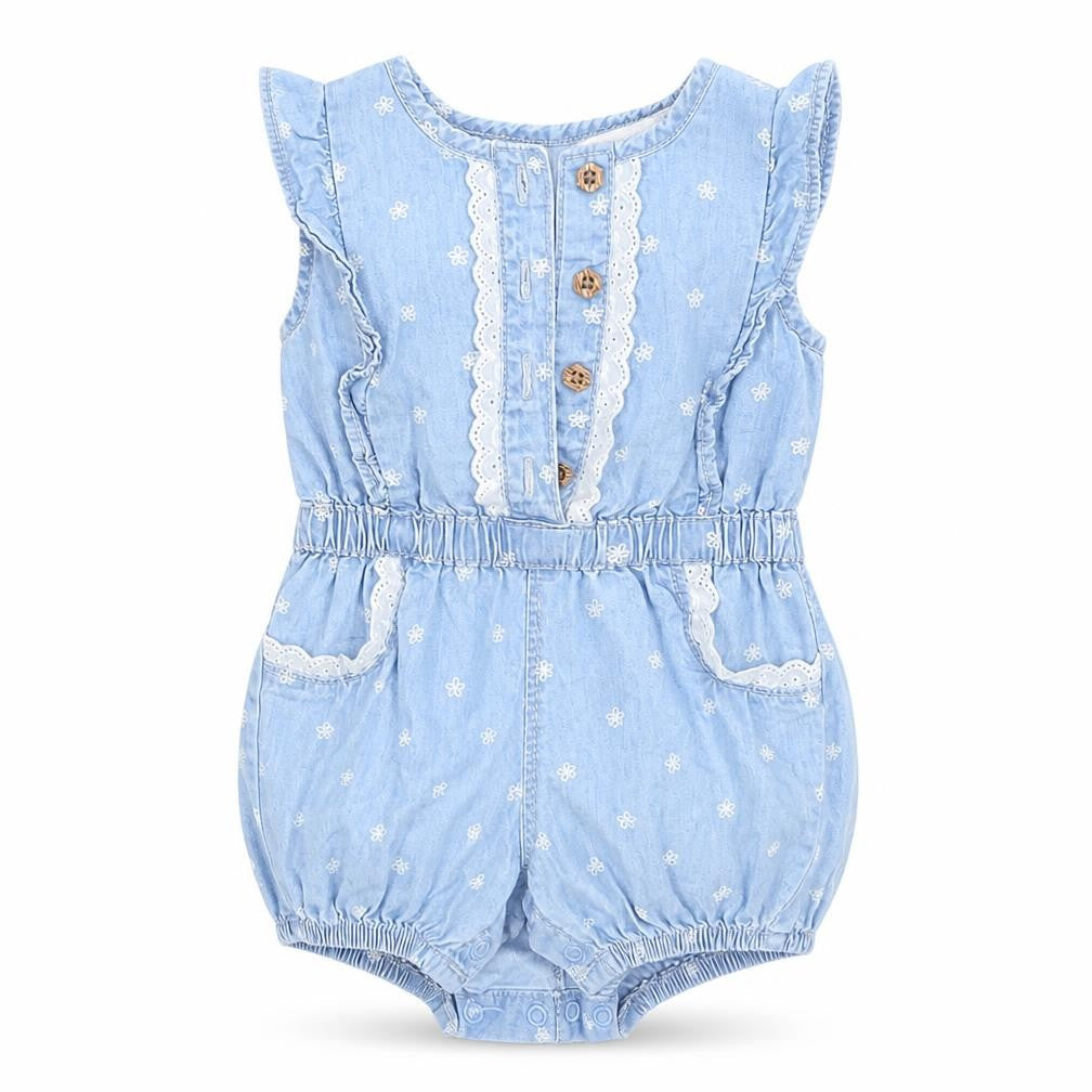 Front view of George girls’ blue dress set outfit/set, size 0-3, months