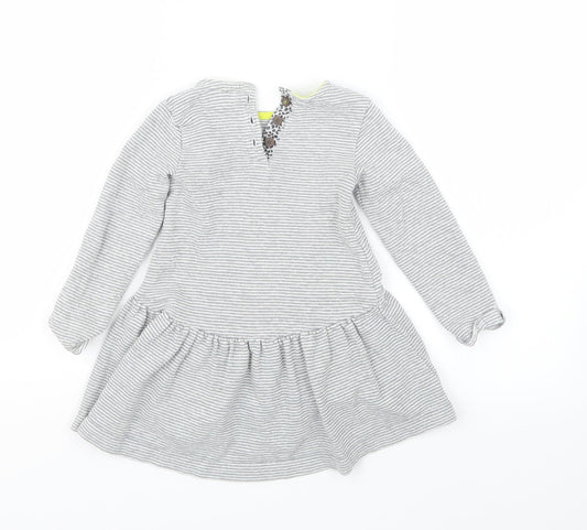 Mini Club Girls Grey Striped  T-Shirt Dress  Size 18-24 Months