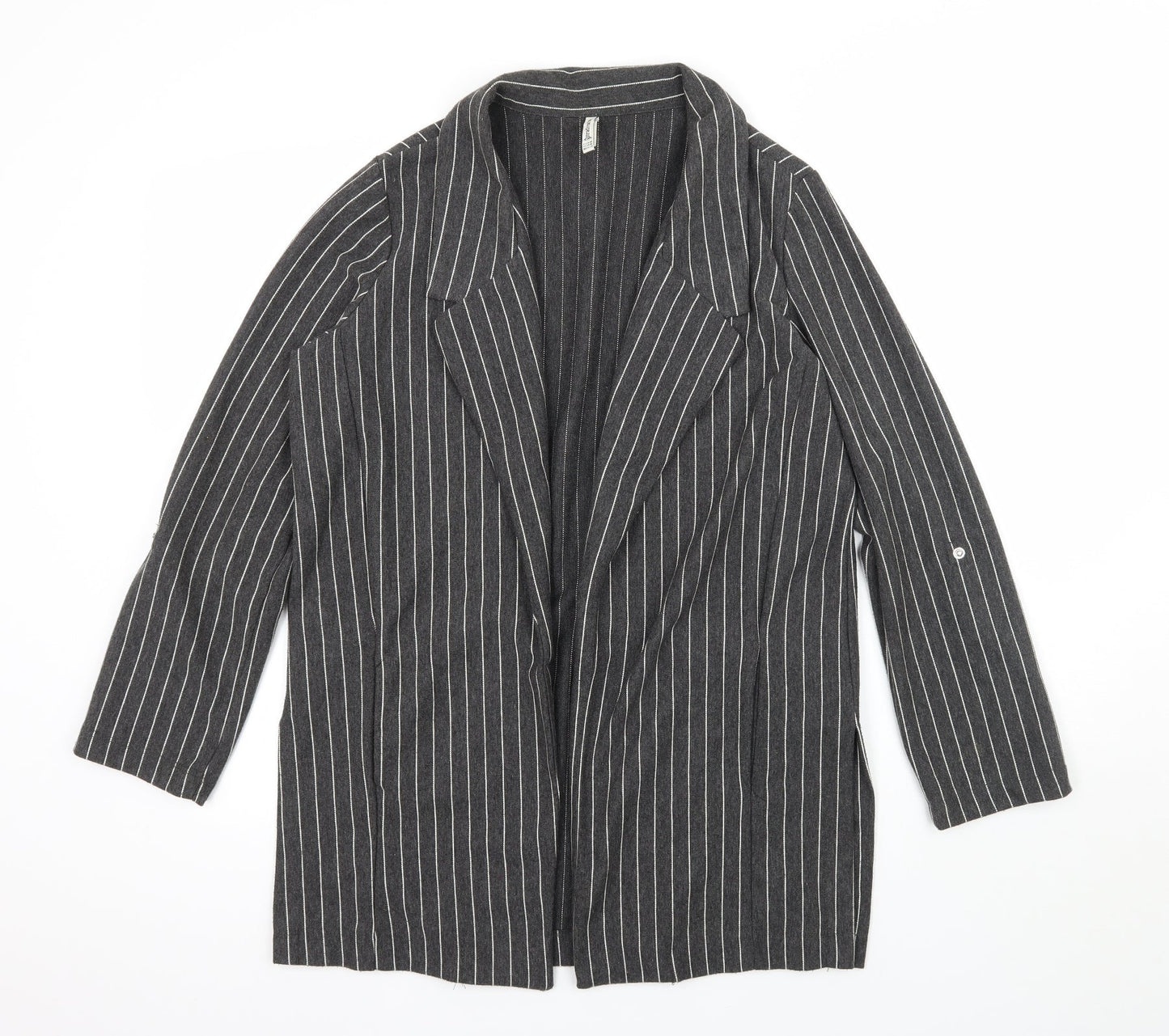 Stradivarius Womens Grey Striped  Jacket Coat Size 12