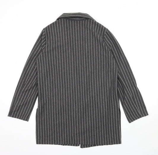 Stradivarius Womens Grey Striped  Jacket Coat Size 12