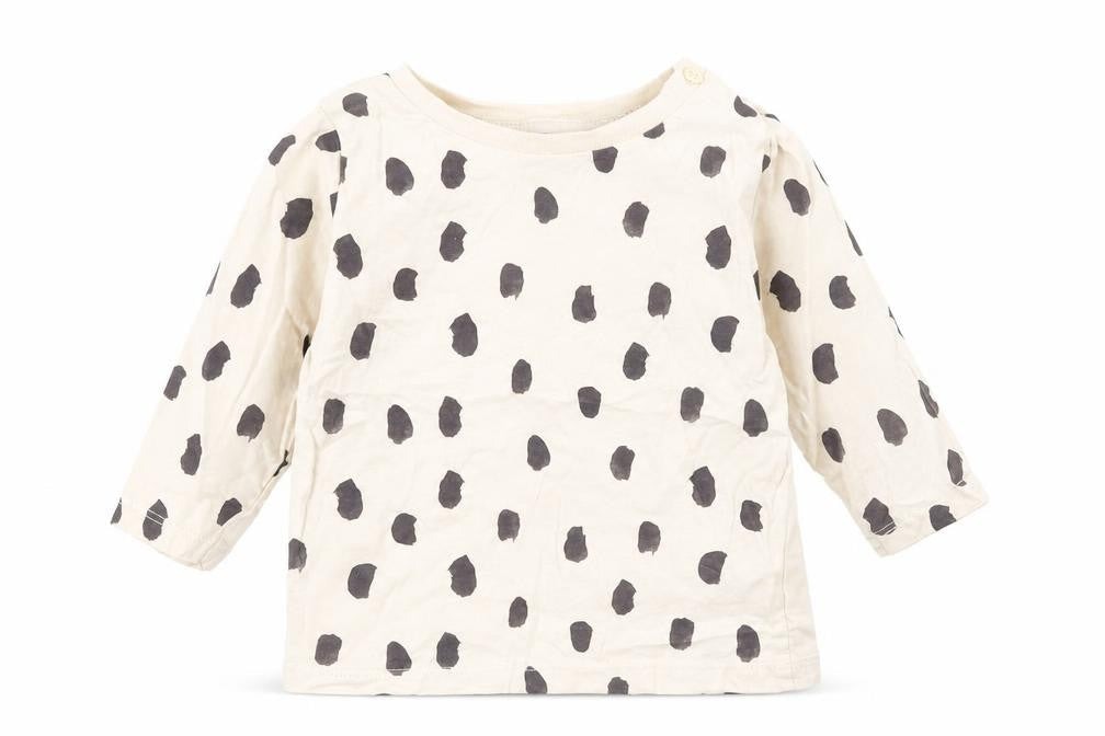 Front view of Marks & Spencer Baby Beige Polka Dot Jersey Basic T-Shirt, size 3-6, Months