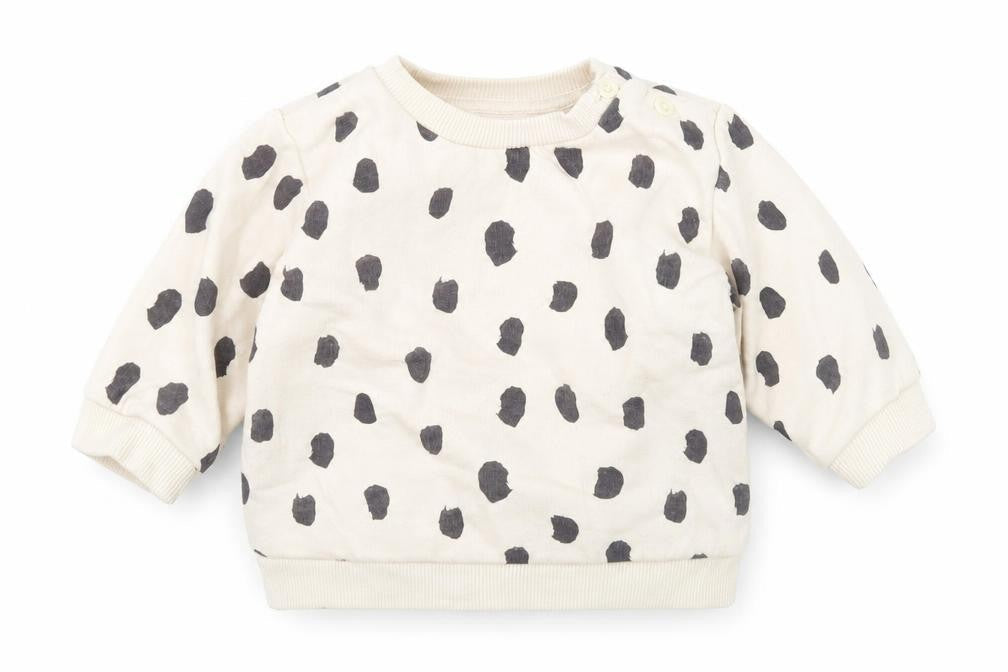 Front view of &S Baby Beige Polka Dot Jersey jumper, size 3-6, Months