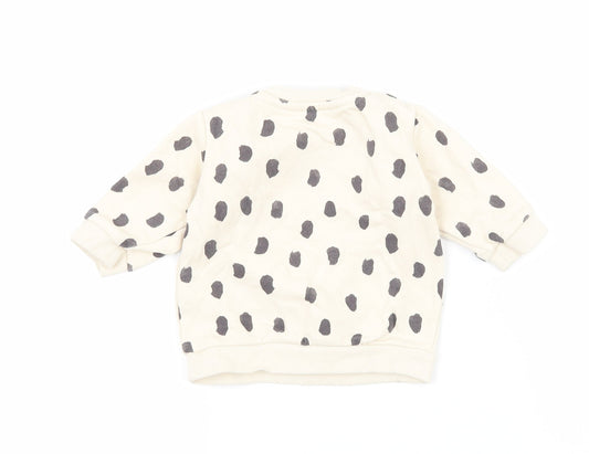 &S Baby Beige Polka Dot Jersey Pullover Jumper Size 3-6 Months