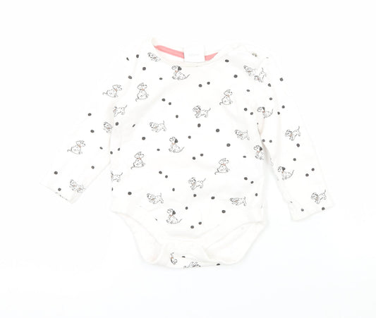 Disney Girls White Polka Dot Jersey Babygrow One-Piece Size 6-9 Months