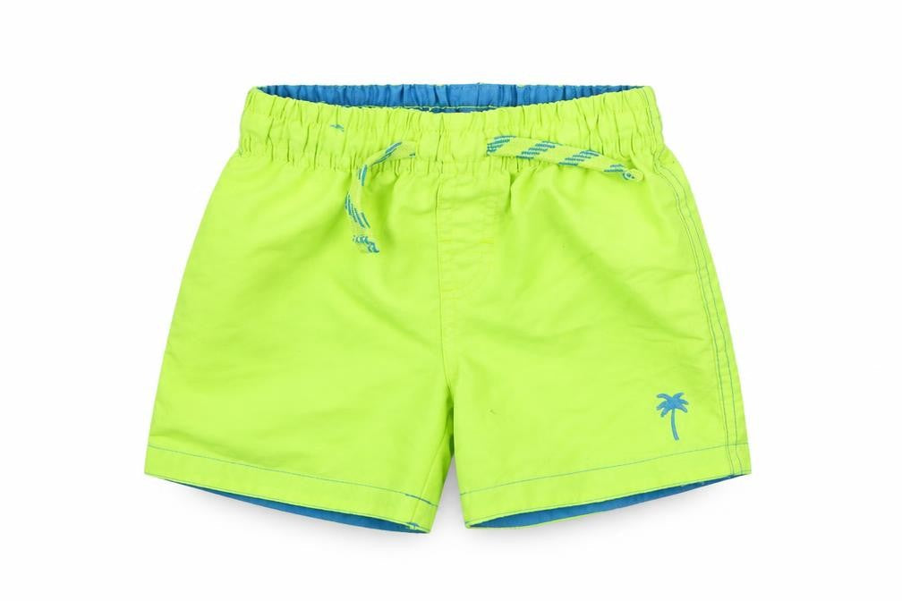 Front view of Rebel boys’ green sweat shorts, size 2-3, years