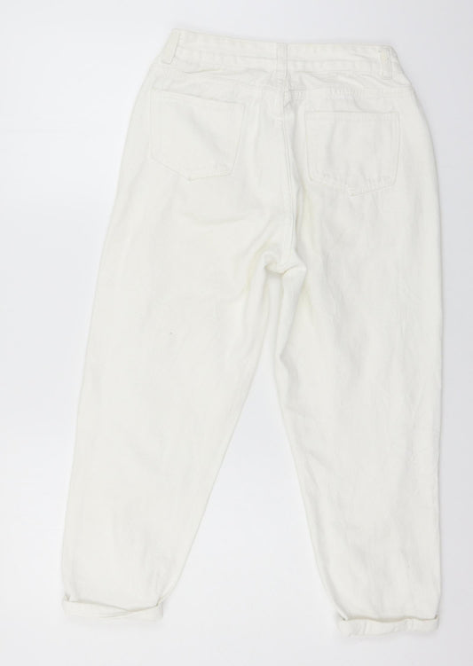 Preworn Womens White  Denim Mom Jeans Size S L21 in