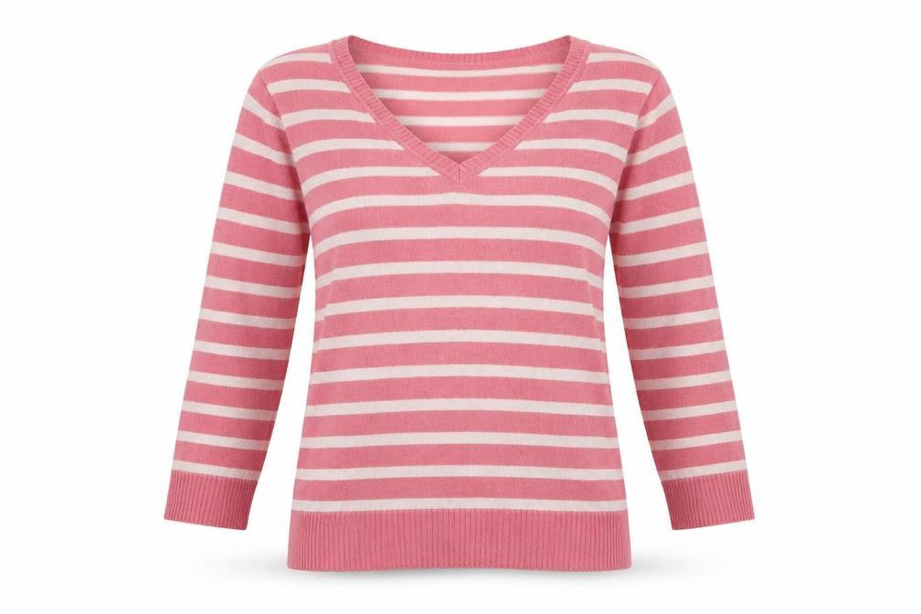 H&M Womens Pink Striped Knit Pullover Jumper Size S