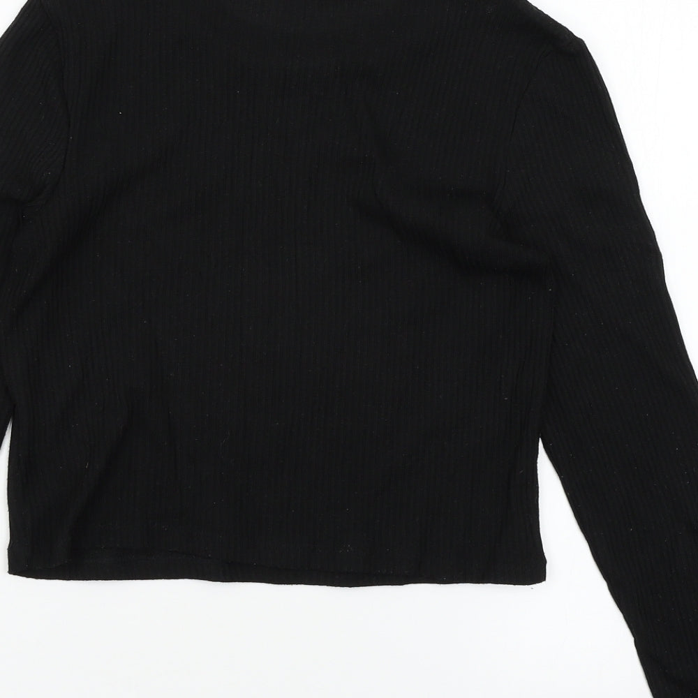 Divided by H&M Womens Black  Jersey Basic T-Shirt Size M  - Embelished Neckline