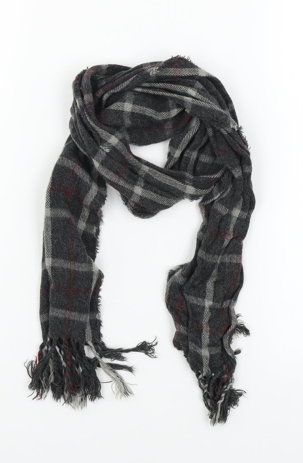 F&F Womens Grey Plaid Knit  Scarf