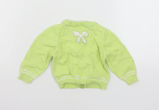 Marks and Spencer Girls Green  Knit Cardigan Jumper Size 3-6 Months