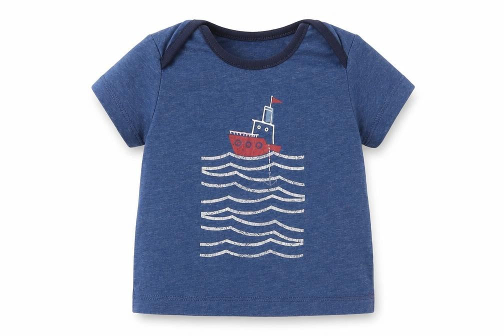 Front view of Gap Baby Blue Basic T-Shirt, size 6-9, Months - SHIP