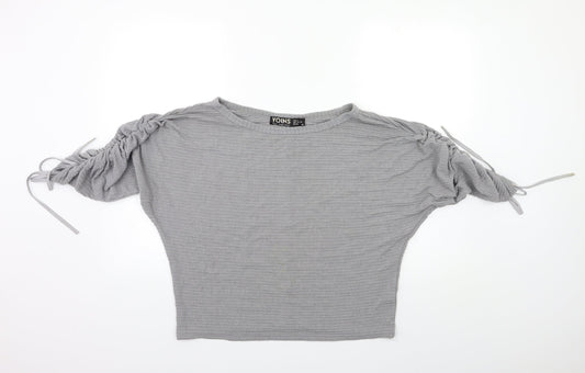 YONIS Womens Grey  Knit Pullover Jumper Size L
