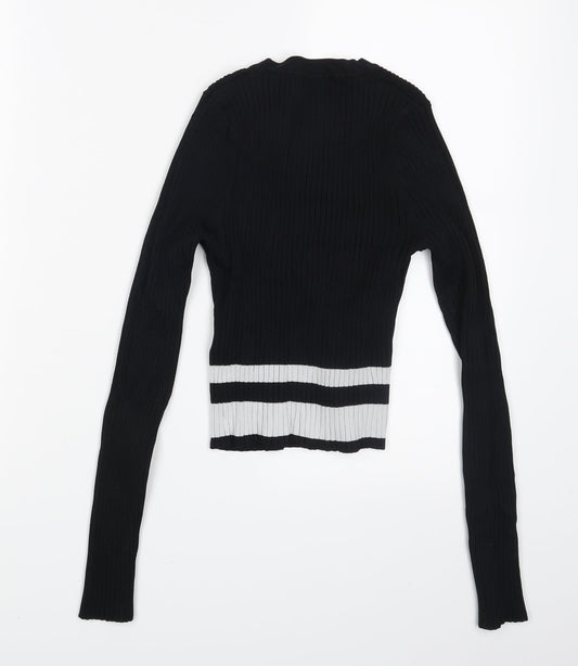 FOREVER 21 Womens Black Striped  Pullover Jumper Size S