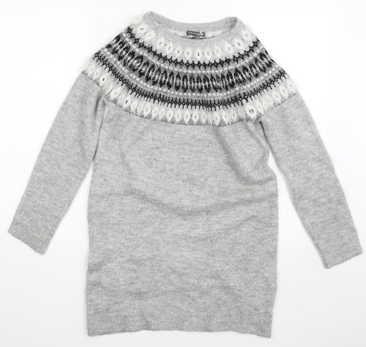 George Girls Grey Gingham  Pullover Jumper Size 12-13 Years