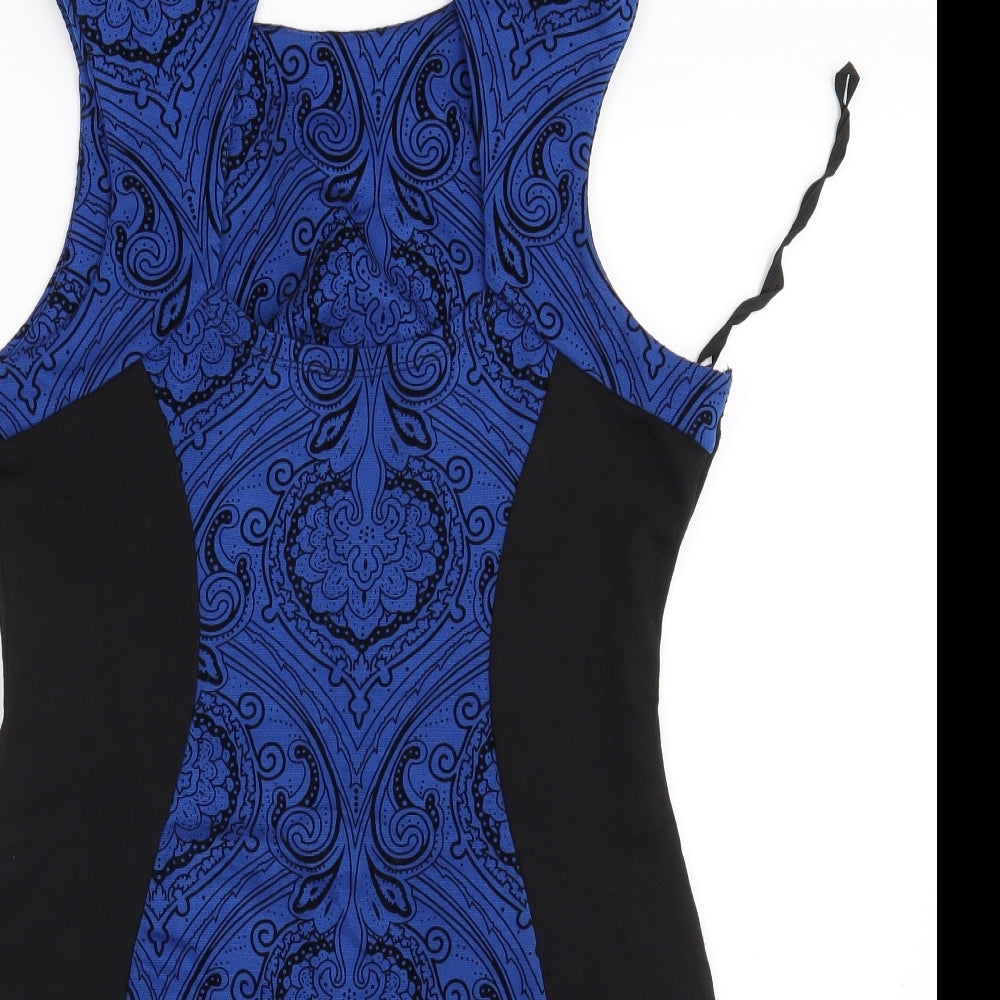 Preworn Womens Blue Paisley  Pencil Dress  Size L