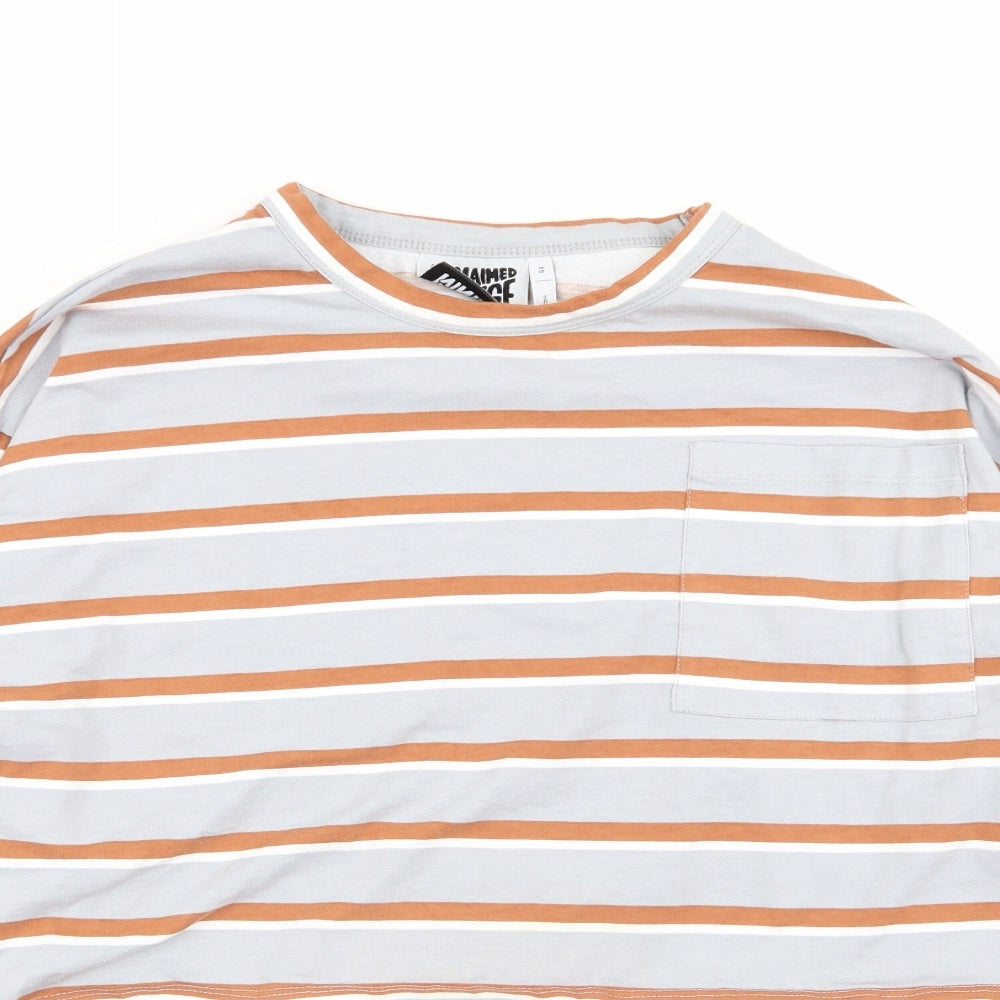 Reclaimed Vintage Womens Multicoloured Striped  Basic T-Shirt Size XS