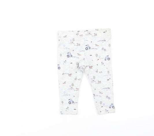 fred and flo Boys Grey Geometric  Jogger Trousers Size 3-6 Months  - leggings
