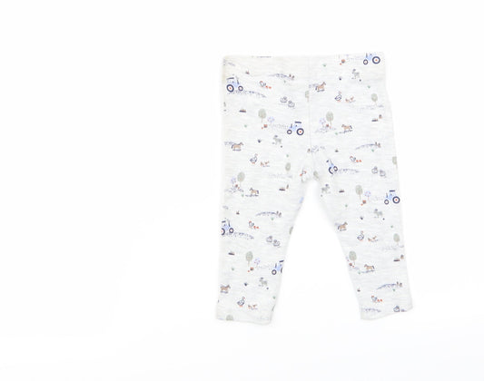 fred and flo Boys Grey Geometric  Jogger Trousers Size 3-6 Months  - leggings