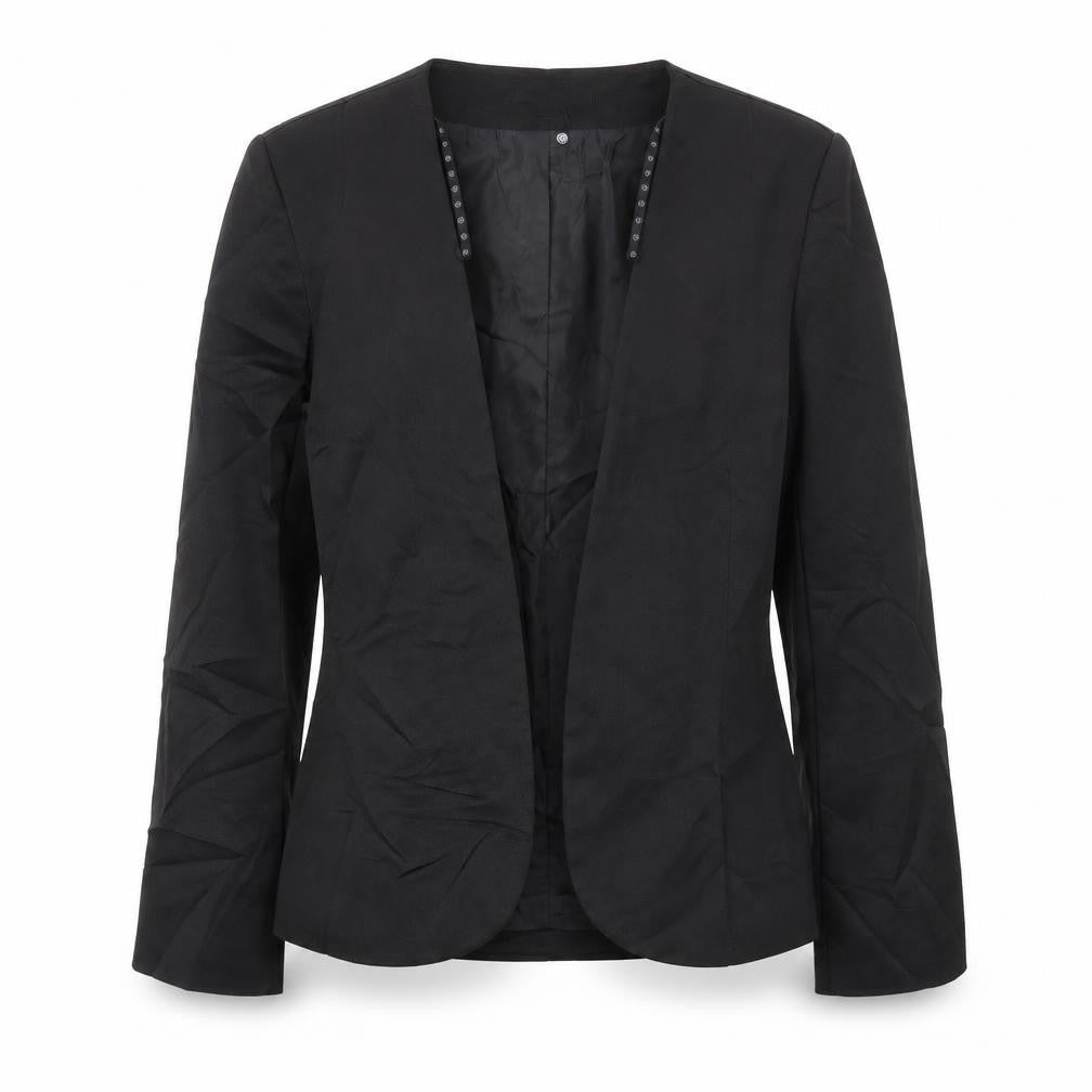 Front view of Missguided women’s black jacket blazer, size UK 10