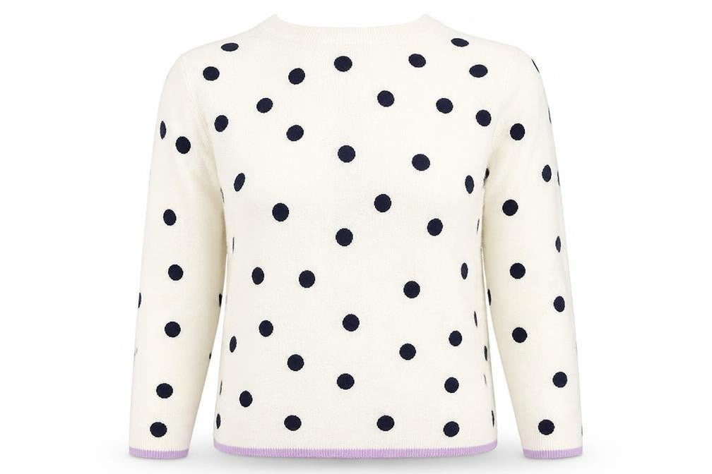 Marks and Spencer Womens White Polka Dot Knit Pullover Jumper Size 6