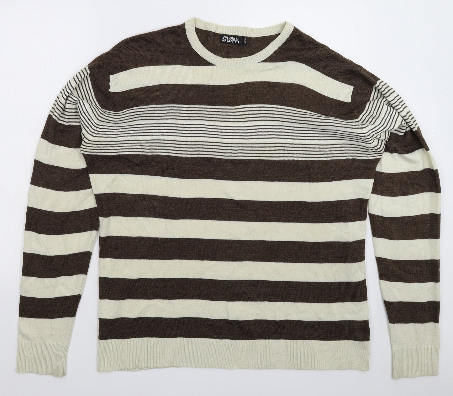 Done & Dusted Mens Multicoloured Striped Knit Pullover Jumper Size XL