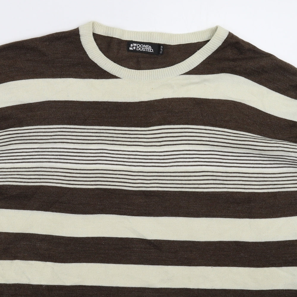 Done & Dusted Mens Multicoloured Striped Knit Pullover Jumper Size XL