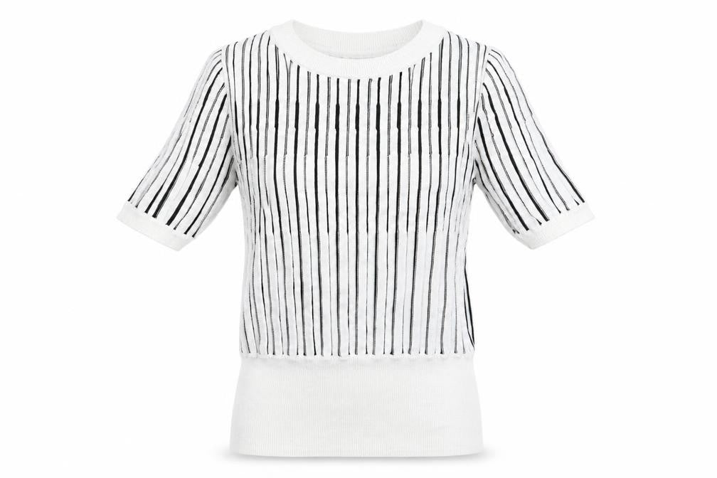 Marks and Spencer Womens White Striped Knit Pullover Jumper Size 6