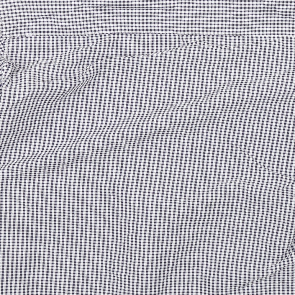 Genoville Mens Blue Check   Button-Up Size L