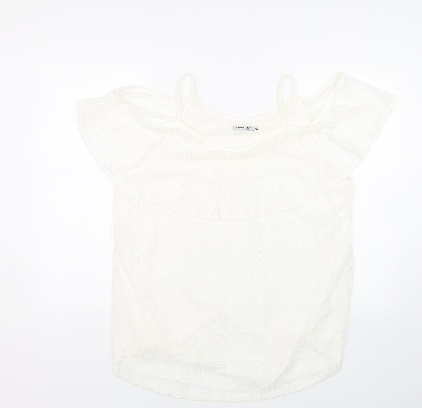 Urban Mist Womens Beige Floral Lace Basic Tank Size XL