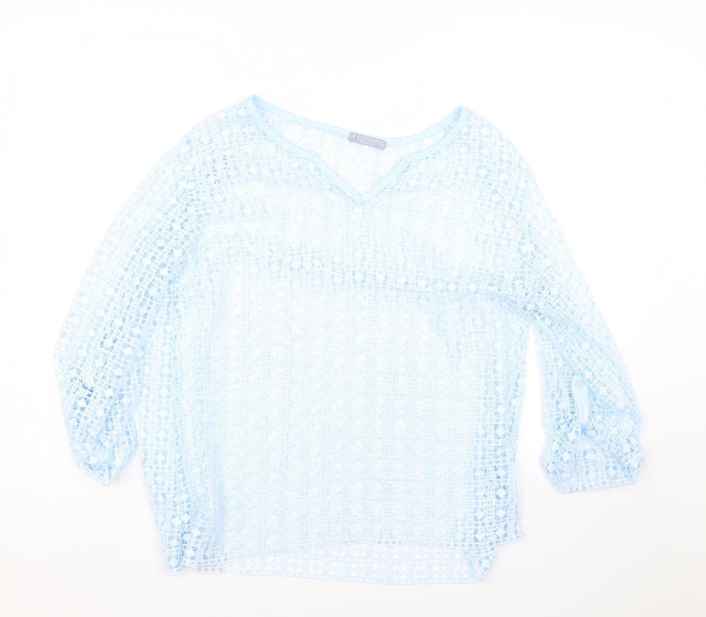 LV Clothing Womens Blue Argyle/Diamond  Basic T-Shirt Size 16