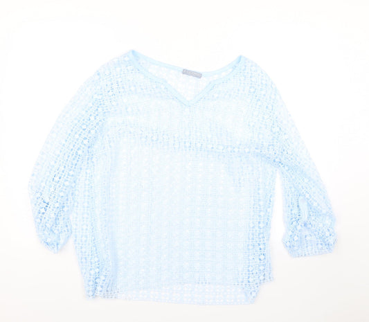 LV Clothing Womens Blue Argyle/Diamond  Basic T-Shirt Size 16