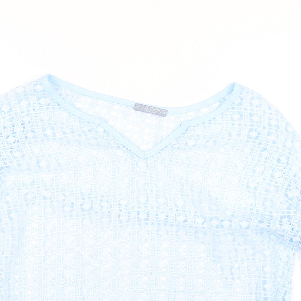 LV Clothing Womens Blue Argyle/Diamond  Basic T-Shirt Size 16