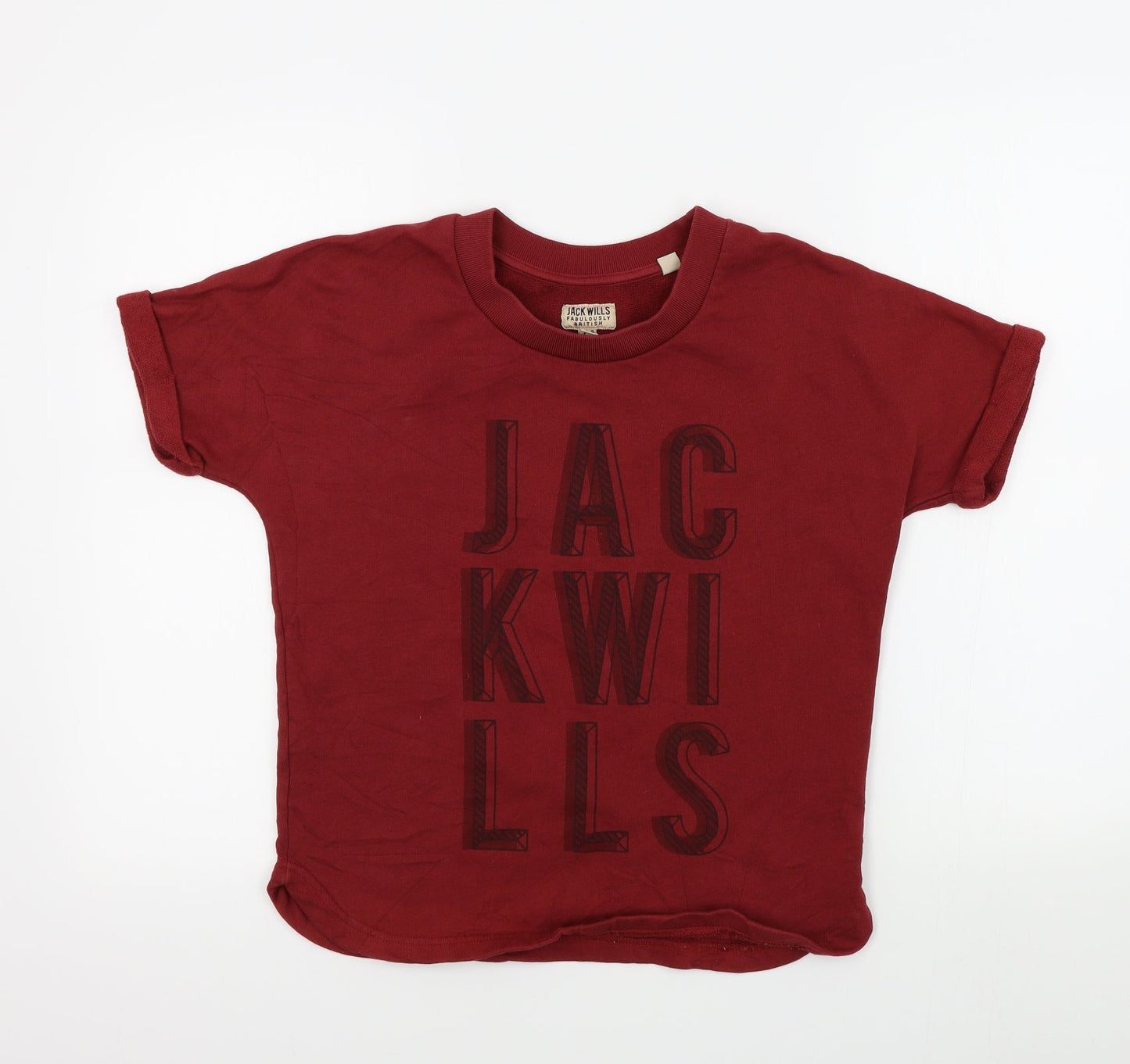 Jack Wills Womens Red Colourblock  Basic T-Shirt Size 8