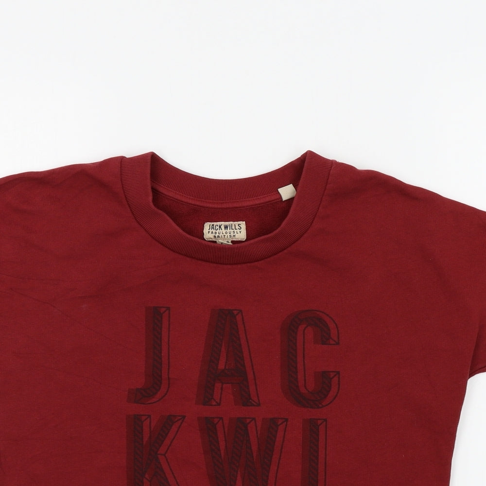 Jack Wills Womens Red Colourblock  Basic T-Shirt Size 8