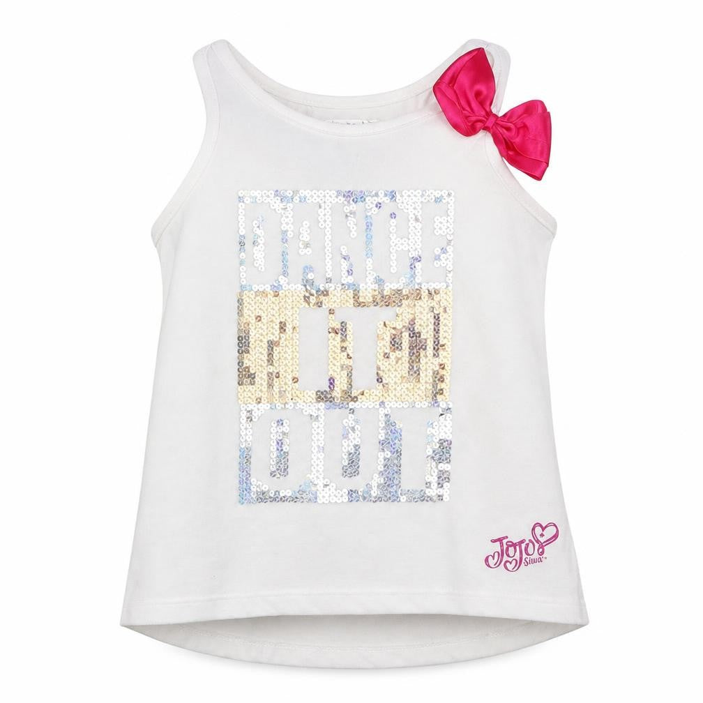 Front view of Nickelodeon girls’ white basic tank, size 9-10, years - jojo siwa