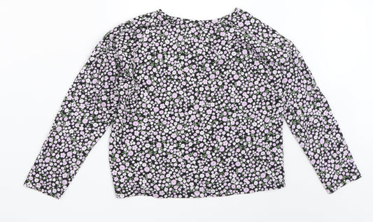 TU Girls Black Floral  Basic T-Shirt Size 8 Years