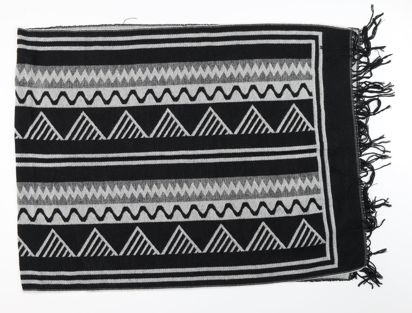 Preworn Womens Black Geometric   Shawl/Wrap